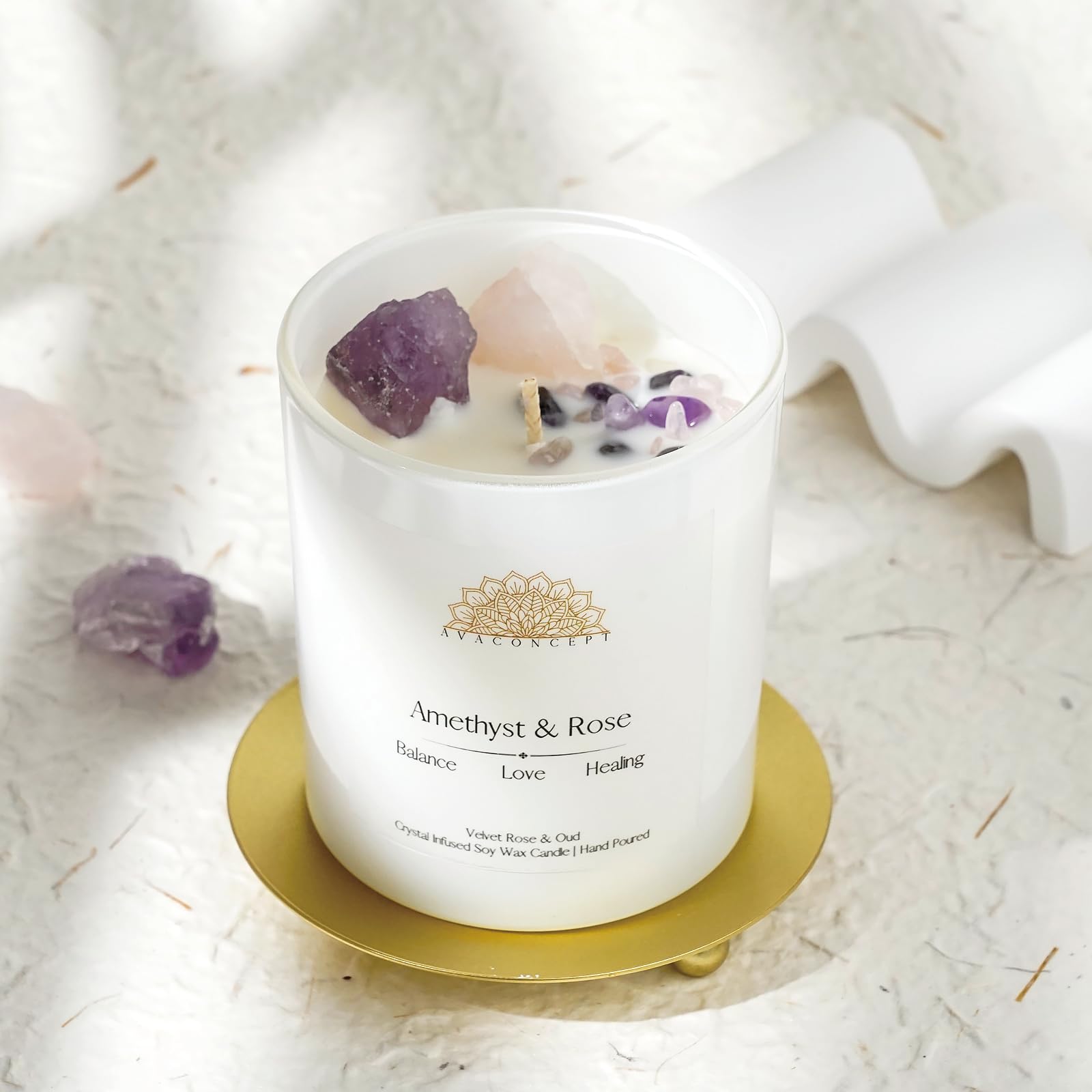 Ava Concept Scented Crystal Candle 10 oz jar Candle (Velvet Rose & Oud) ava conceptAu supplements