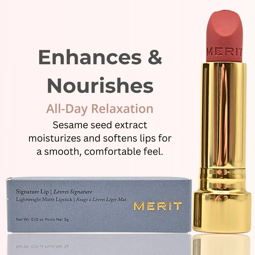 Merit Signature Lip Lightweight Matte Lipstick - 0.10 oz / 3 g (Sunday (pink), standard) MeritAu supplements