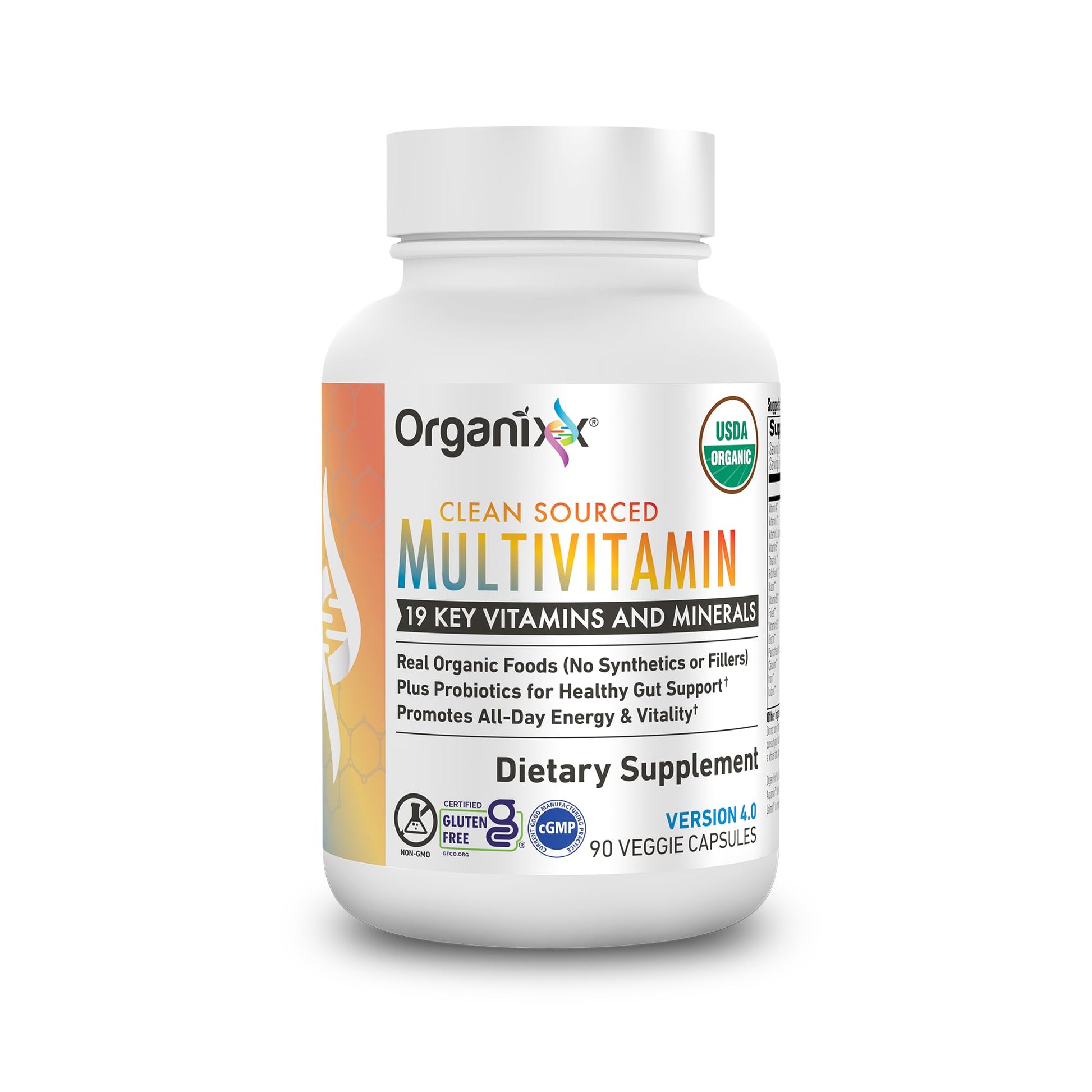 Organixx Clean Sourced Multivitamin for Women & Men, w/Vitamin C, D3, Vitamin B Complex, Probiotics, Organic Fruits & Vegetables, Supports Digestive Gut Health, Immune Support, 90 Vegan Gel Capsules OrganixxAu supplements