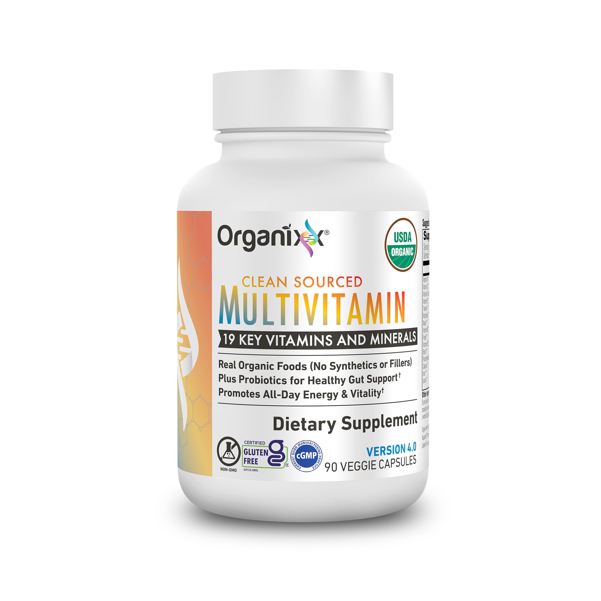 Organixx Clean Sourced Multivitamin for Women & Men, w/Vitamin C, D3, Vitamin B Complex, Probiotics, Organic Fruits & Vegetables, Supports Digestive Gut Health, Immune Support, 90 Vegan Gel Capsules OrganixxAu supplements