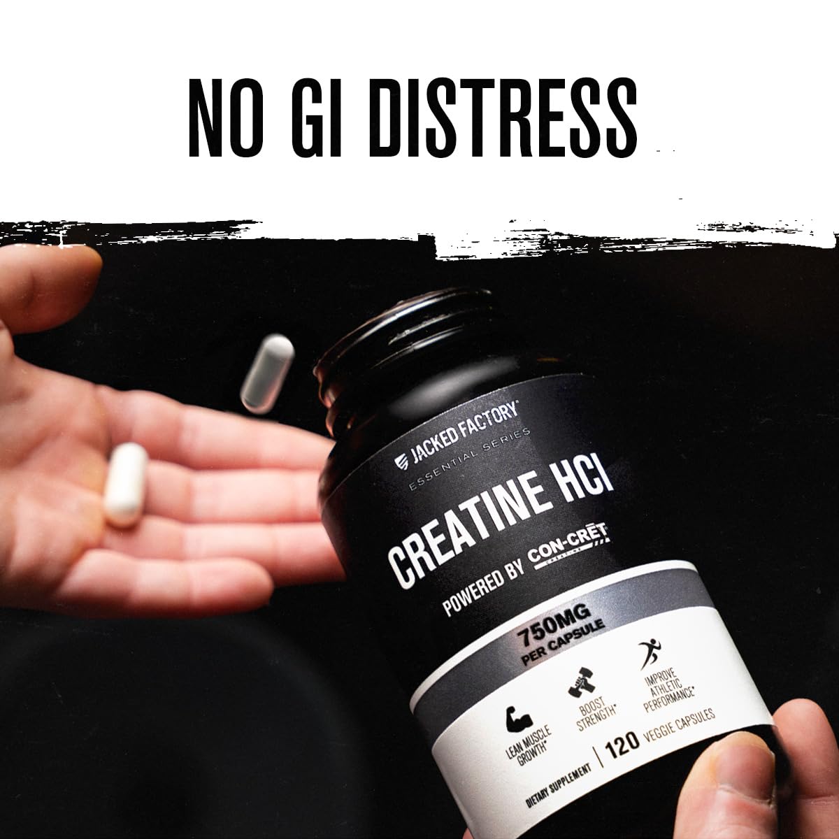 Jacked Factory Creatine HCl Capsules - CON CRET Creatine Pills 750mg - Lean Muscle Growth & Recovery, Boost Strength & Endurance, No Bloating or Cramps - 120 Capsules Jacked FactoryAu supplements