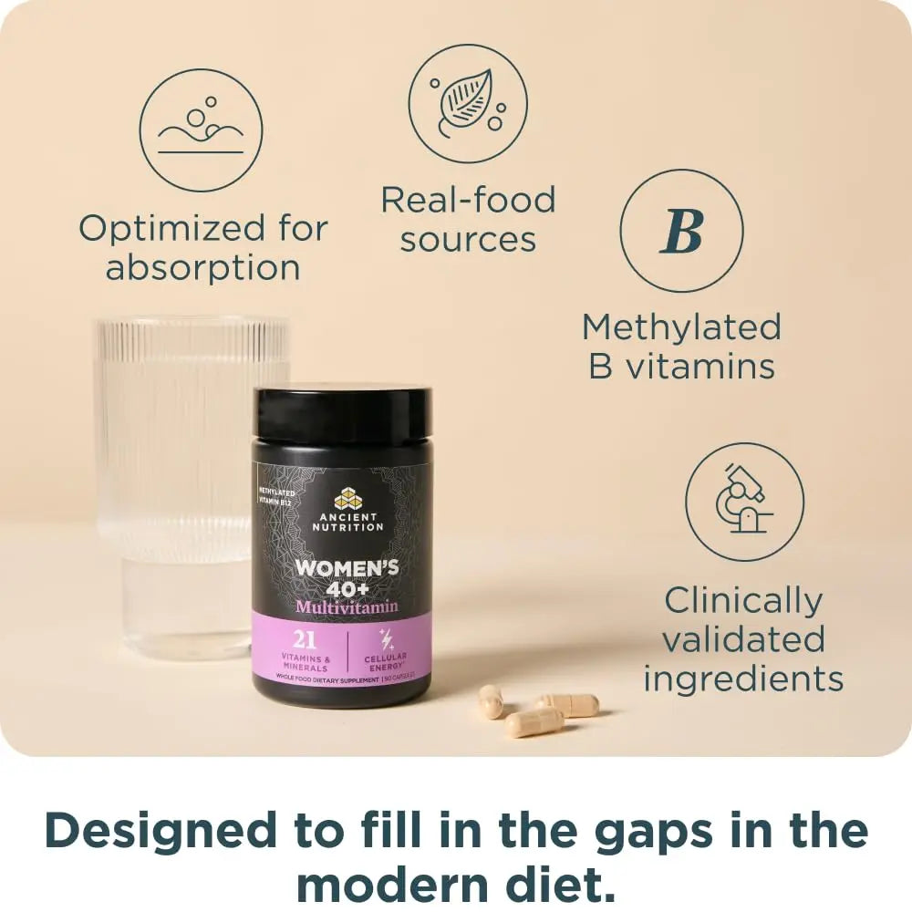 Ancient Nutrition Multivitamin for Women 40, Multi Vitamin and Immune Support with Vitamin D & C, 20 Vitamins and Minerals Ancient NutritionAu supplements