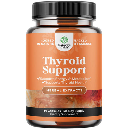 Herbal Thyroid Support Complex - Iodine Thyroid Supplement with L Tyrosine Bladderwrack Natures CraftUS supplements