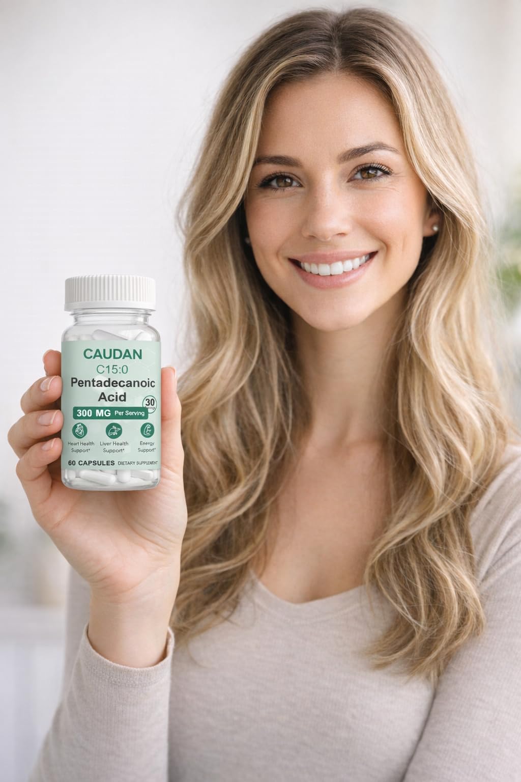 C15:0 Pentadecanoic Acid Supplement with Omega-3, CoQ10, NAD+, Vitamins, Essential Acids for Longevity Supplement, Liver Health, Energy Support - 60 ct CAUDANAu supplements
