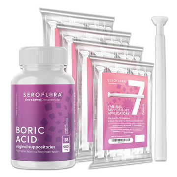 Seroflora Boric Acid 600mg Feminine Capsules, Feminine pH Support, Intimate Freshness for Women, Fast-Dissolving Capsules (30 Count) with Applicators (28 Count) SEROVERAUS supplements
