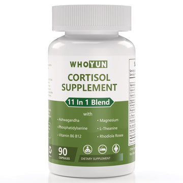 Whoyun Cortisol Supplement for Women, 11 in 1 Lower Cortisol Blend with Ashwagandha, Phosphatidylserine, Magnesium, L-Theanine, Vegan, 90 Capsules WhoyunAu supplements