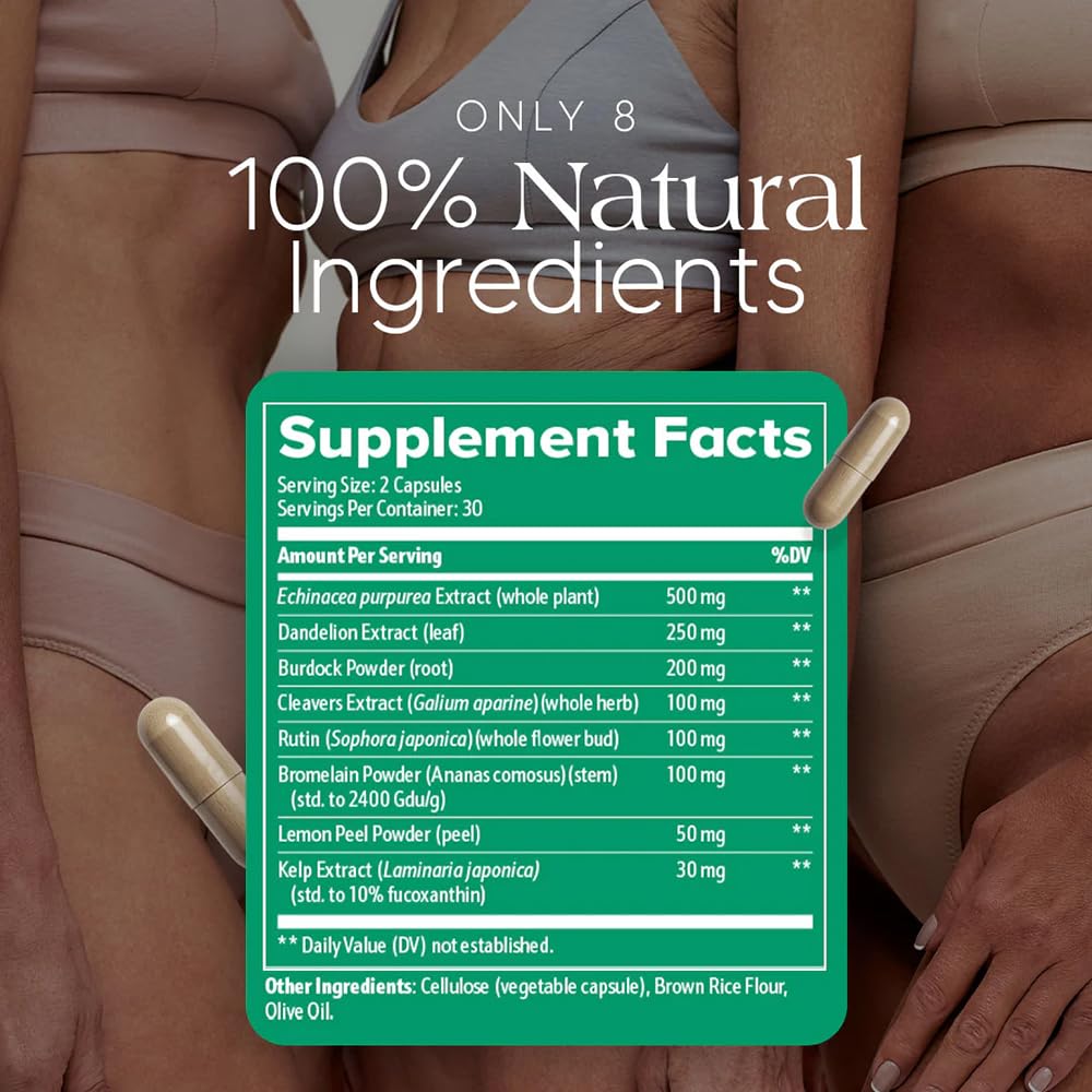 Megacephalus Lymphatic Drainage Capsules - New Maximum Potency Formula with Dandelion Extract, Cleavers Extract, Natural Ingredients, Vegan & Non-GMO, 60 Capsules (1) MegacephalusAu supplements