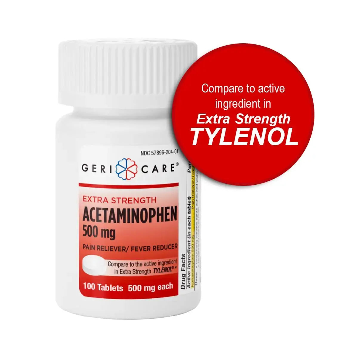 GeriCare Extra Strength Acetaminophen Pain Relief Fever Reducer Tablets, Strength 500mg Tablet | Joint, Muscle, Arthritis, Back Pain, Body Pain Relief, 100 Count (Pack of 2) GeriCareAu supplements