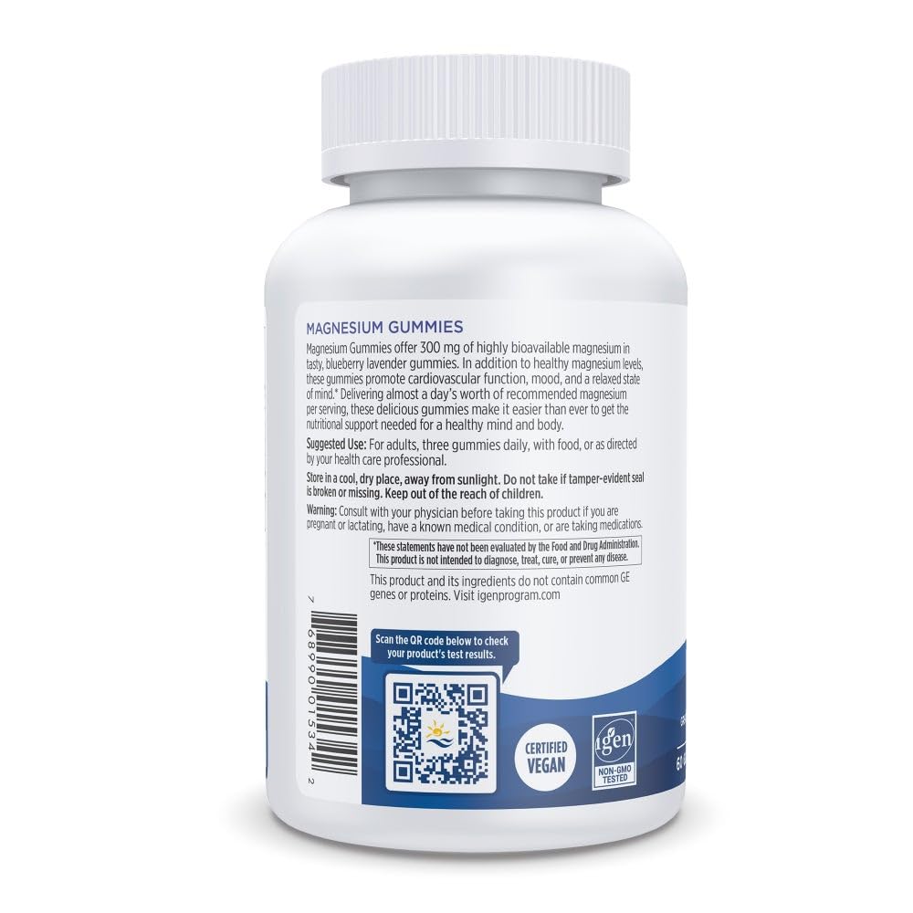 Nordic Naturals Magnesium Gummies for Adults, Blueberry Lavender Flavor - 60 Gummies - Vegan Magnesium Supplement for Mind, Mood, and Cardiovascular Support - Non-GMO - 20 Servings Nordic NaturalsAu supplements