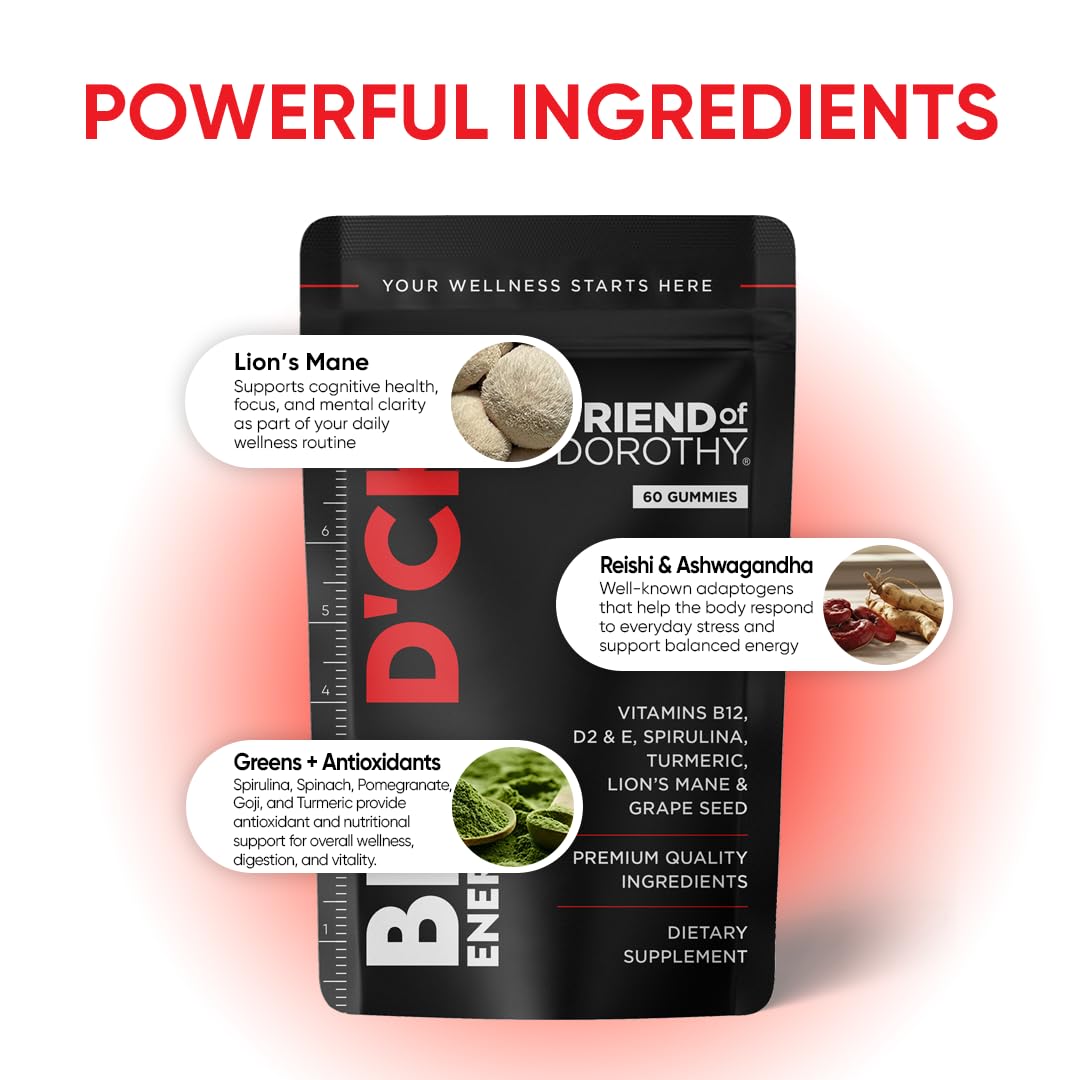 FRIEND OF DOROTHY Daily Multivitamin for Men, Energy, Focus & Immunity Support, Ashwagandha, Lion’s Mane & Reishi, 60 Capsules FRIEND OF DOROTHYAu supplements