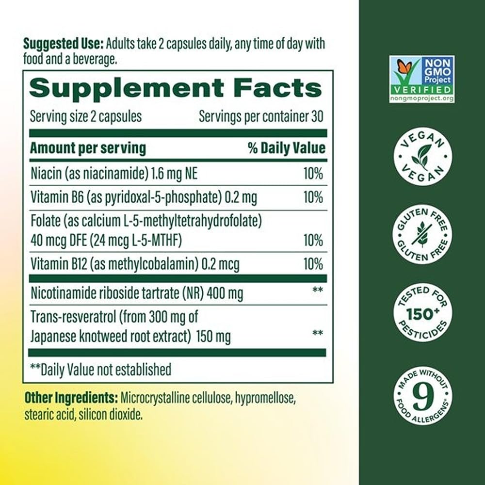 MegaFood NAD+ Supplement with Nicotinamide Riboside & Resveratrol - NMN Supplement Alternative - Vitamin B12, B6, Methylfolate & Niacin - NAD for Healthy Aging - Non-GMO - 60 Capsules, 30 Servings MegaFoodAu supplements
