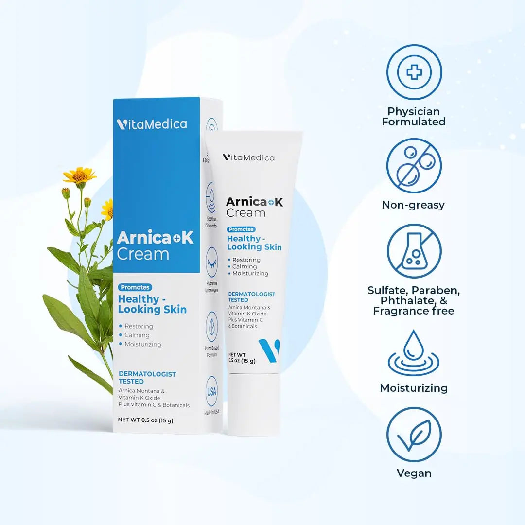 VitaMedica Arnica + Vitamin K Bruise Recovery Cream for Face & Under-Eye, Sensitive-Skin Formula, Post-Procedure Support, 0.5 oz VitaMedicaAu supplements