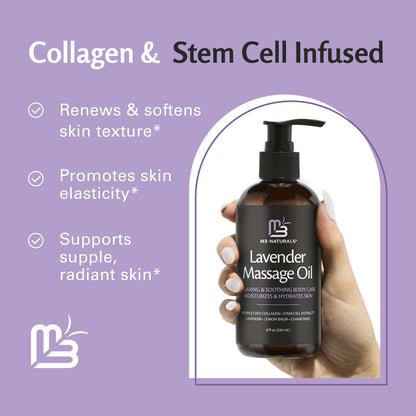 Lavender Massage Oil with Collagen and Stem Cells - Skin Tightening Massage Oil for Mass M3 NaturalsUS supplements