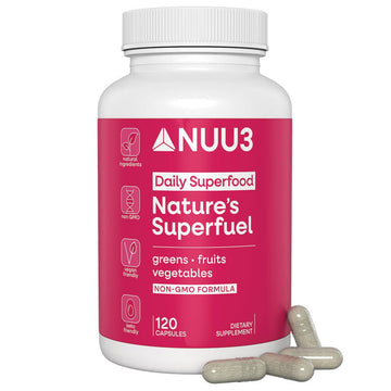 NUU3 Nature’s Superfuel Provides Daily Nutritional Support for Immunity, Wellness, Active Lifestyle & Well-Being - Vitamins Minerals & Antioxidants - 120 Capsules NUU3Au supplements