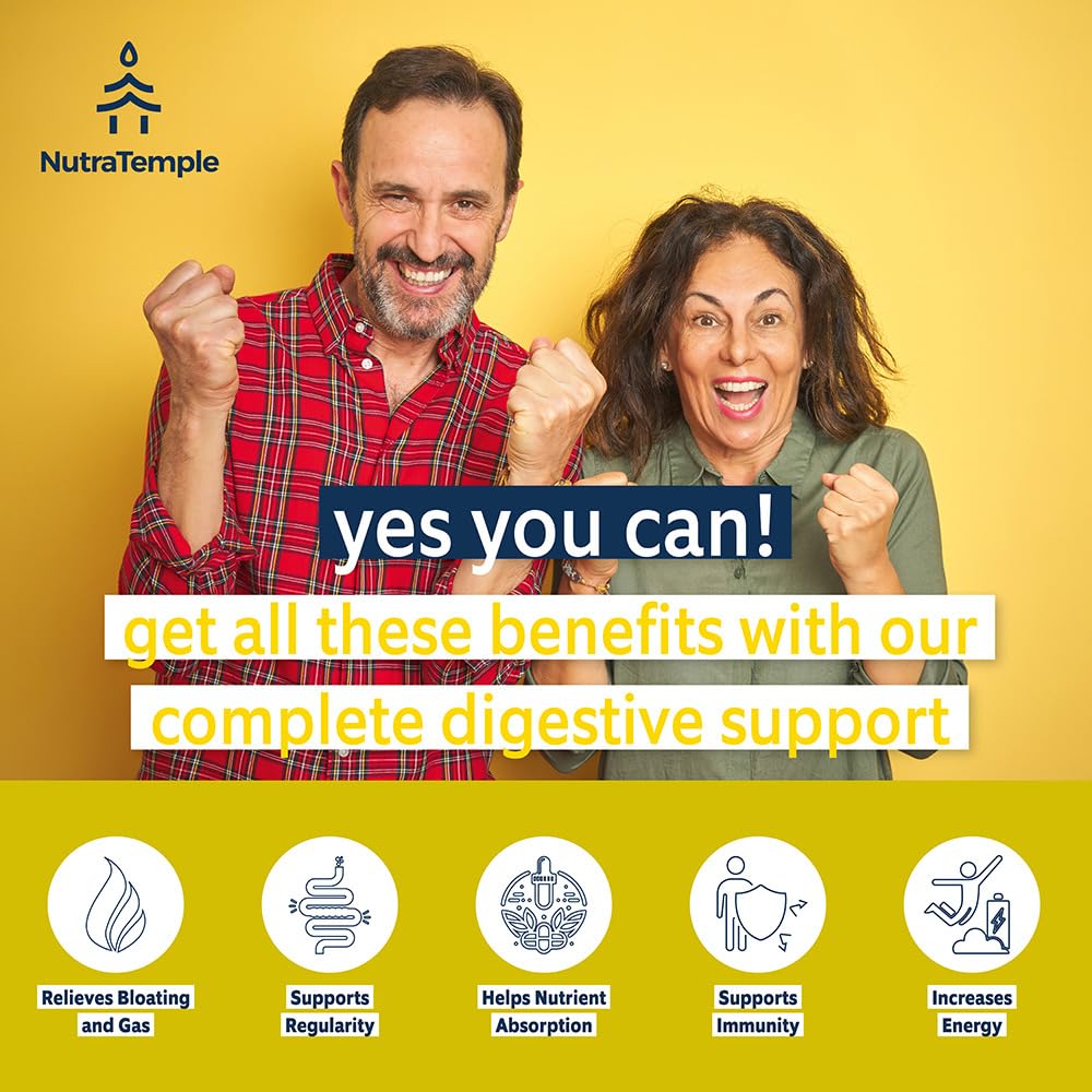 NUTRATEMPLE 4 in 1 Pre Post Probiotics & Digestive Enzymes for Women & Men - Digestive Health, Gut & Immune Support for Occasional Constipation, Diarrhea, Gas & Bloating – 60 Veggie Capsules NUTRATEMPLEAu supplements