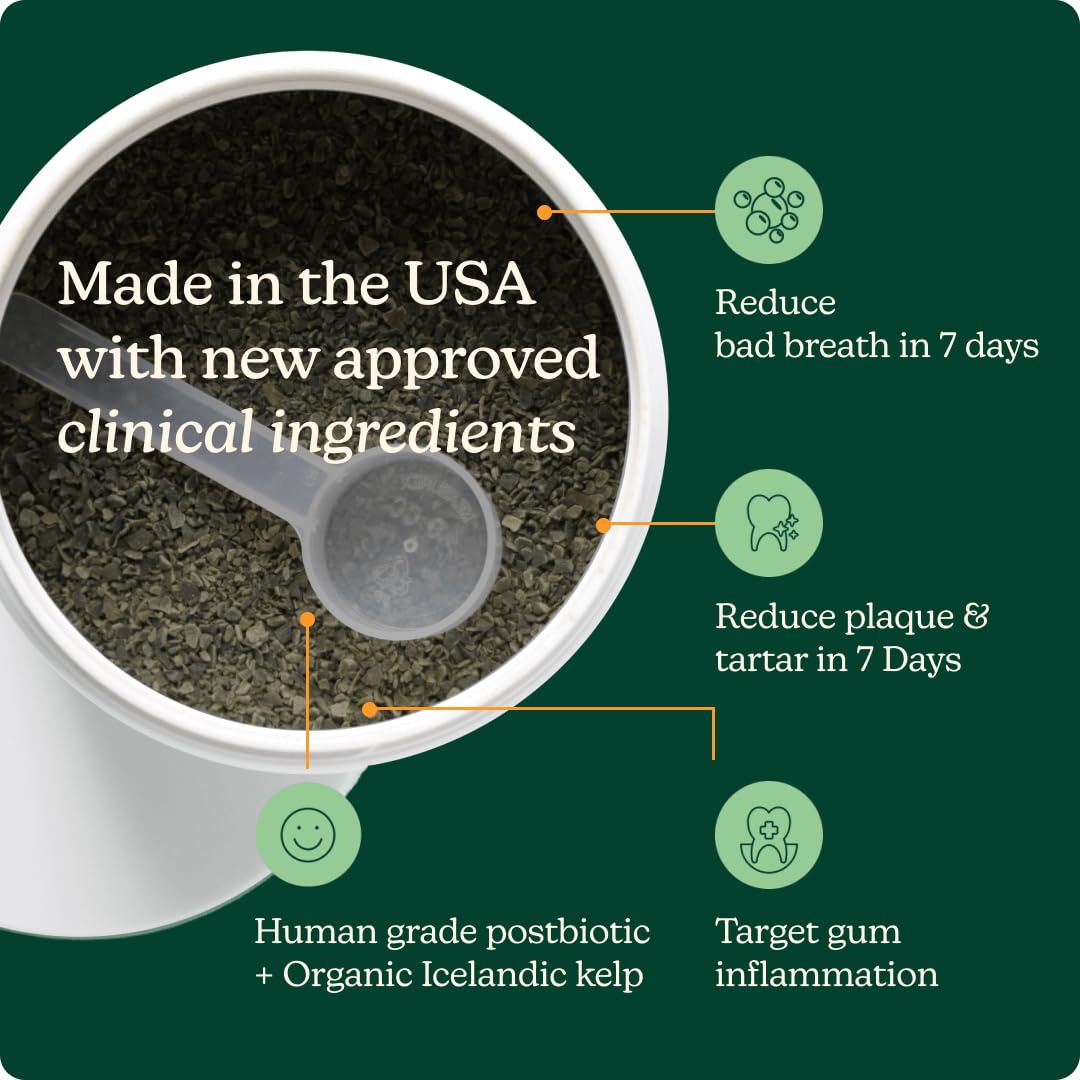 Reggie Dental Powder for Dogs | Reduce Bad Breath in 7 Days, Plaque & Tartar Control | Natural Dog Dental Supplement | Postbiotic Formula with Organic Kelp | Vet-Approved & Made in USA | 60 Servings ReggieAu supplements