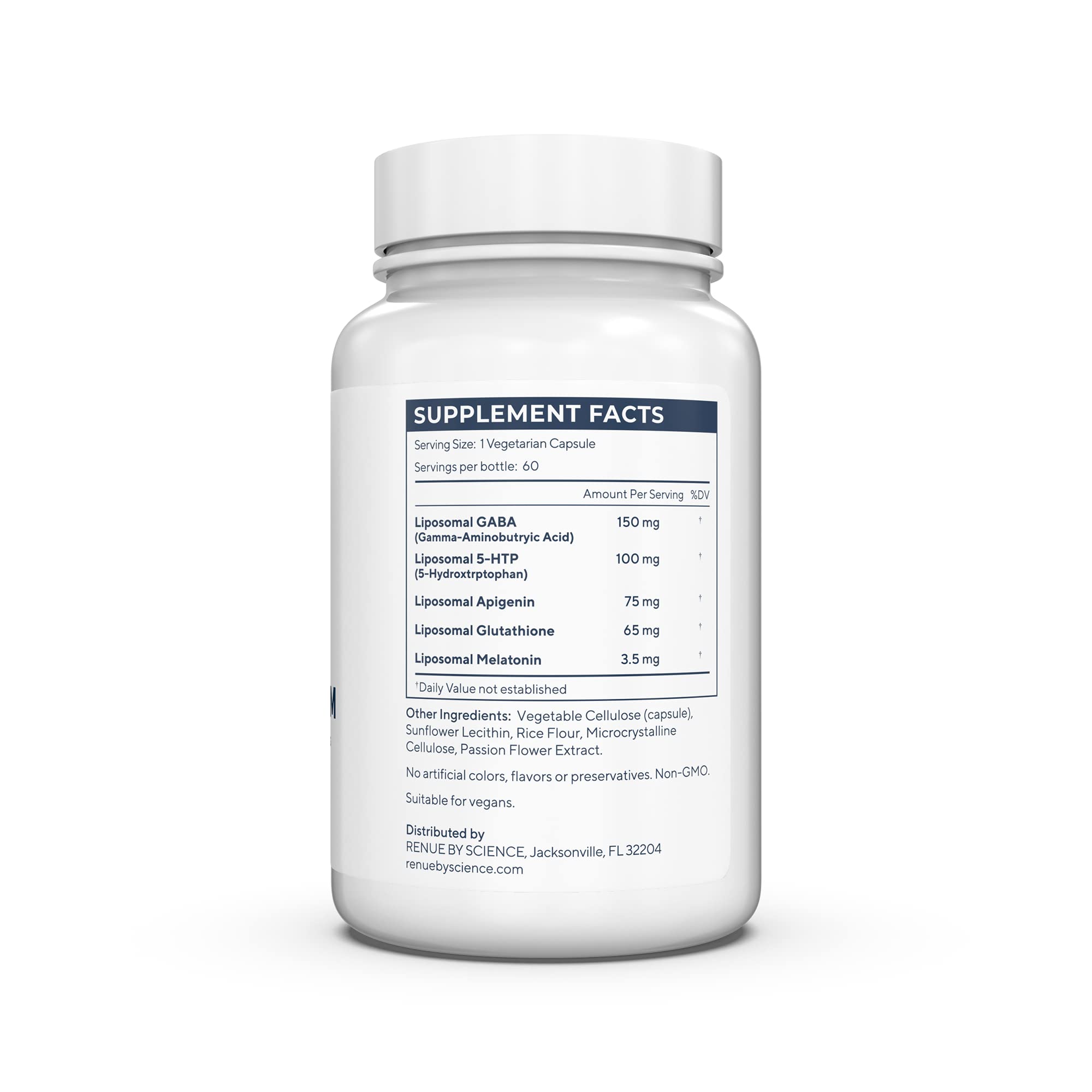 Renue By Science Restore PM | Liposomal Melatonin GABA Supplements | 60 Capsules with Melatonin (3.5mg) 5HTP (100mg) Glutathione (65mg) Apigenin (75mg) GABA (150mg) - Non-GMO | Made in The USA Renue By ScienceUS supplements