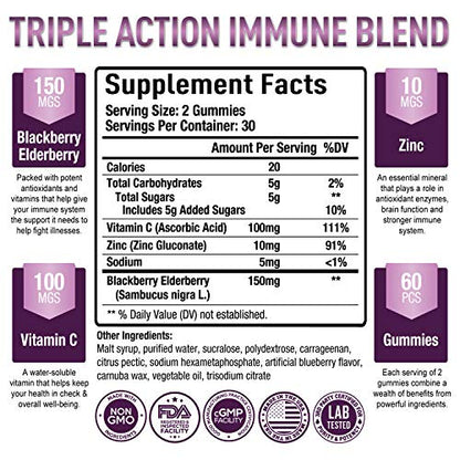 Premium Elderberry Gummies - Sambucus Elderberry Gummies for Adults - Black Elderber Purely OptimalUS supplements