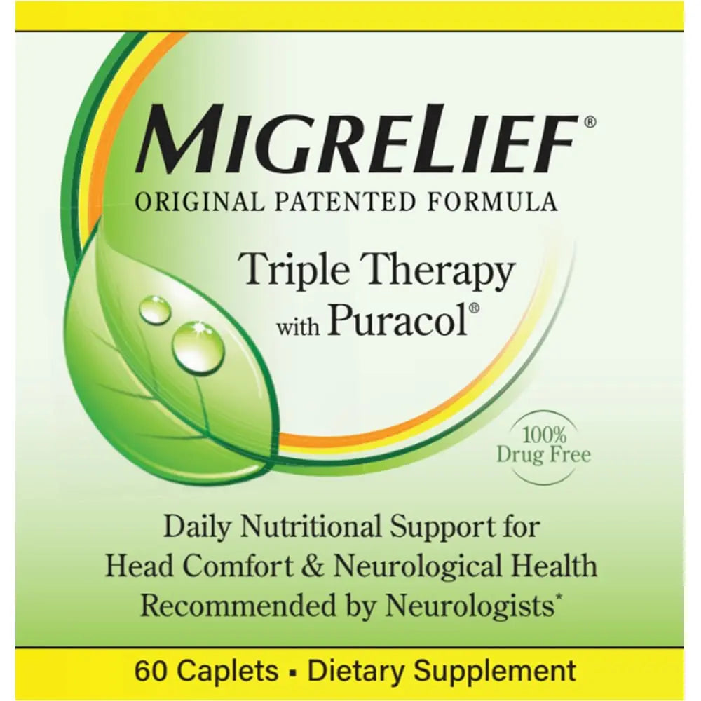 MigreLief Original Triple Therapy with Puracol - Nutritional Support for Migraine Sufferers - 60 Caplets/1 Month Supply MigreLiefAu supplements