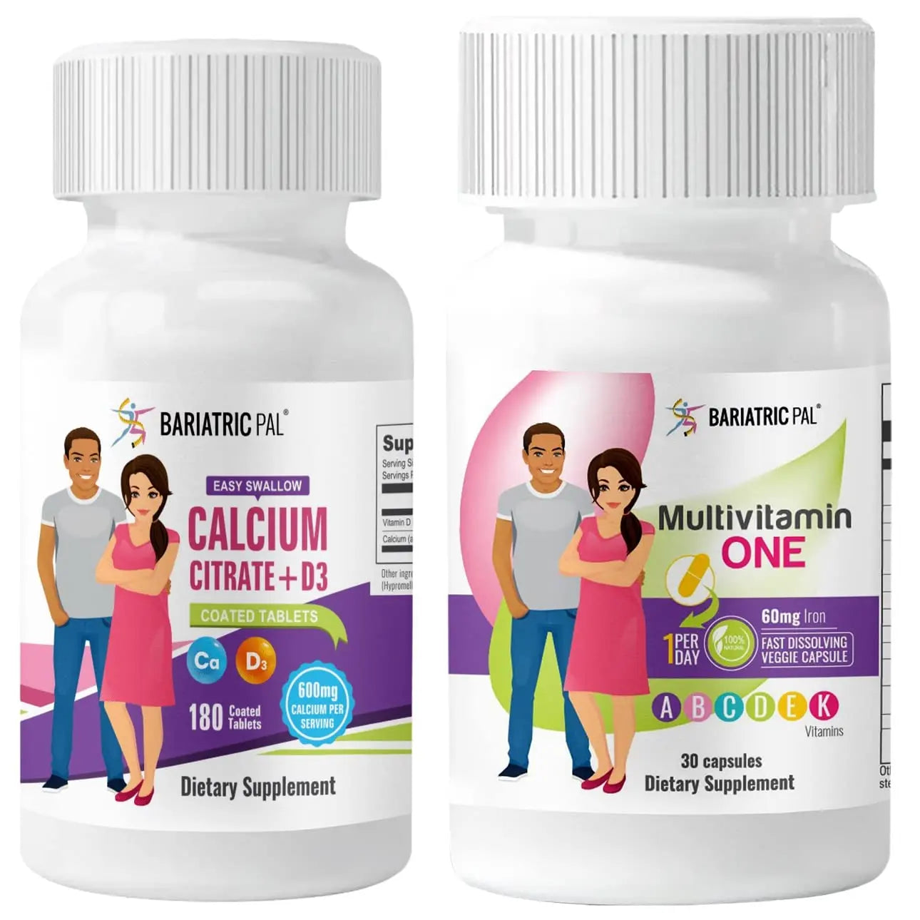 BariatricPal 30-Day Bariatric Vitamin Bundle Multivitamin ONE 1 per Day! Capsule with 60mg Iron Easy Swallow Calcium Citrate BariatricPalAu supplements