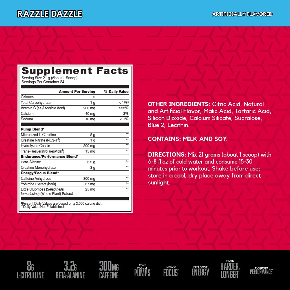 BSN N.O.-XPLODE Vaso Pre Workout Powder with 8g of L-Citrulline and 3.2g Beta-Alanine BSNAu supplements
