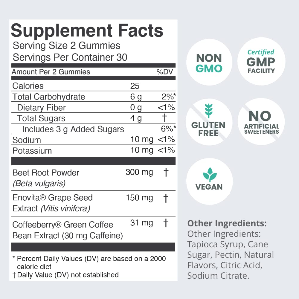 humanN SuperBeets Energy Gummies - Quick Energy & Mental Focus - Help Increase Nitric humanNUS supplements