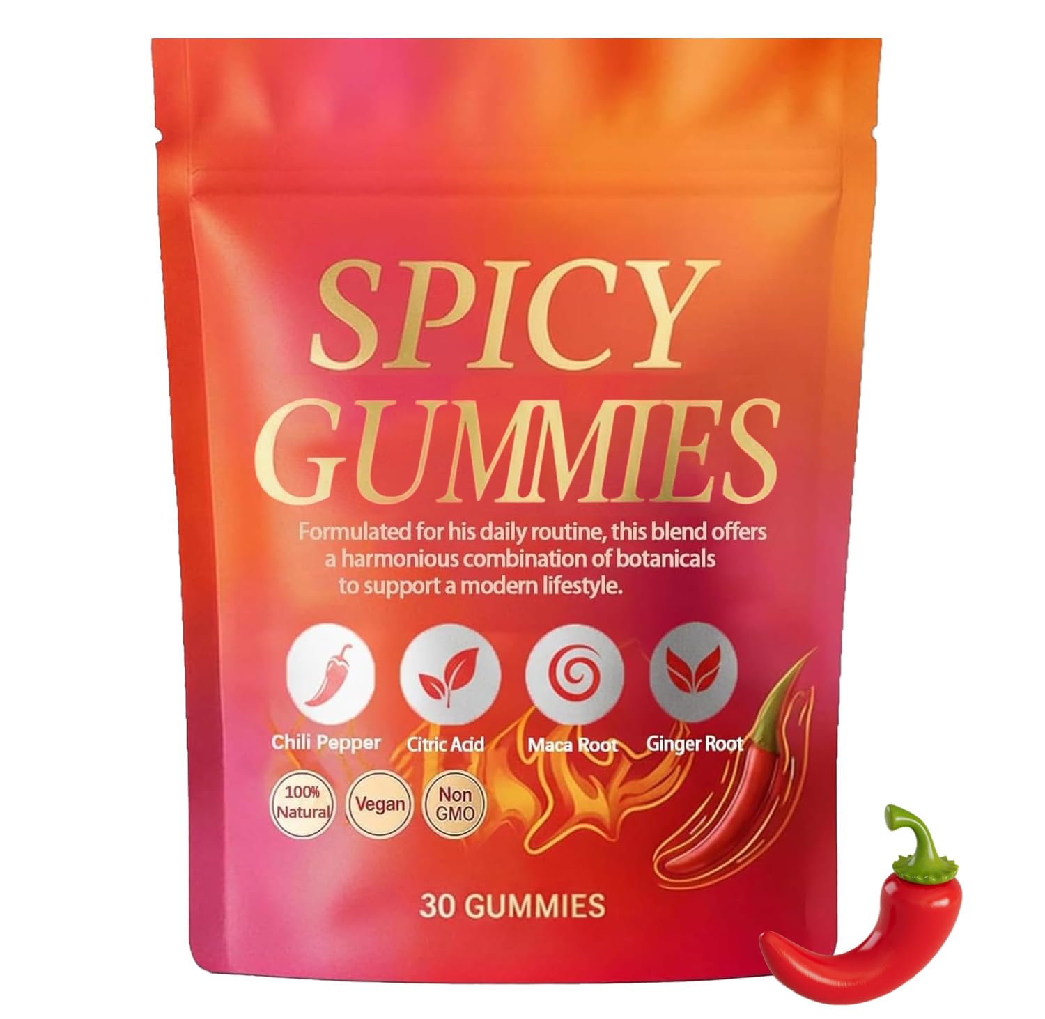 Spicy Gummy, Hot Peach Gummies – Natural Chili Flavor, Promote Calmness and Intimacy Wellness, 30 Gummies VoererhAu supplements