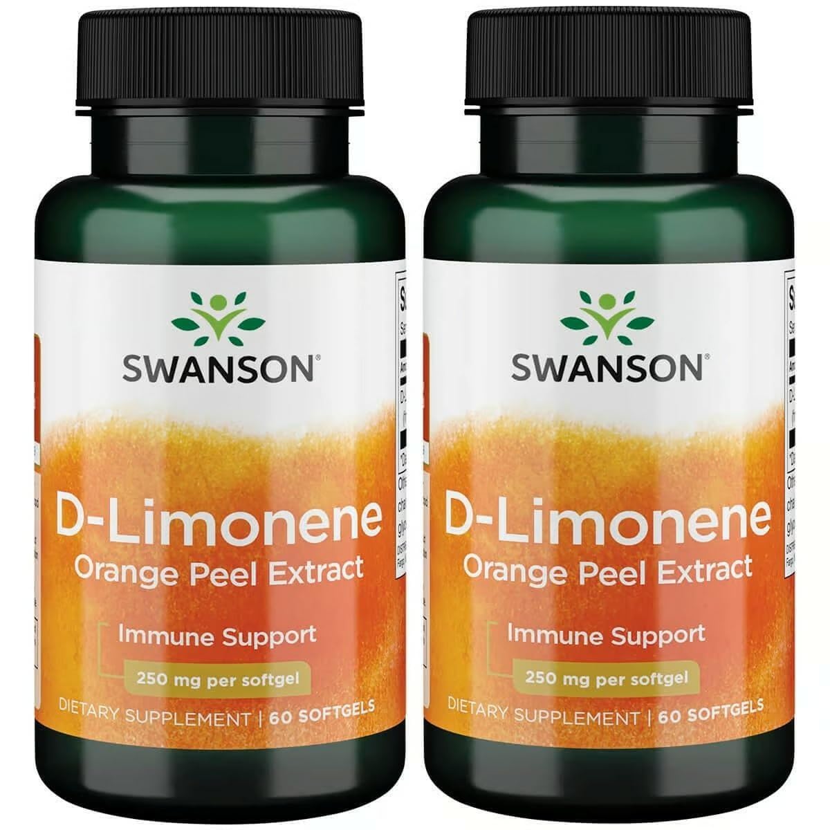 Swanson D-Limonene - Orange Peel Extract Supplement Promoting Cellular Health - High Potency Formula Supporting Health Defense - (60 Capsules, 250mg Each) (2 Pack) SwansonAu supplements