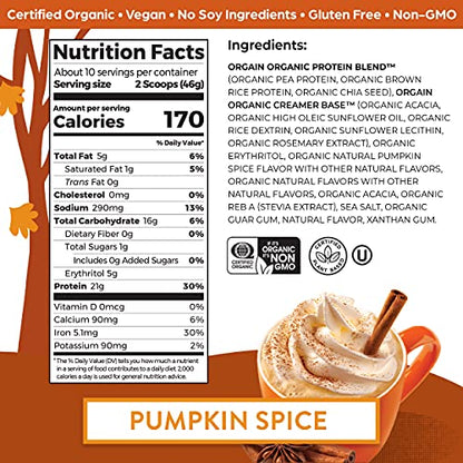 Orgain Organic Vegan Protein Powder, Pumpkin Spice - 21g of Plant Based Protein OrgainUS supplements
