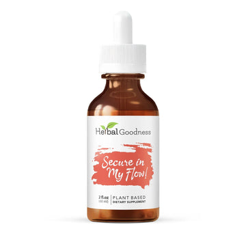 Herbal Goodness Secure in My Flow | Menstrual Support Supplements | Slow Flow Menstrual Supplements, Mood Support, Hormone Health, Aids Relaxation, Metabolic Support 2oz Herbal GoodnessAu supplements