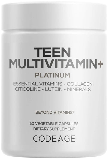 Codeage Teen Multivitamin+ Platinum Supplement - Vitamins A, C, D3, E, K2, B6, B12, Minerals, Probiotics, Citicoline CodeageAu supplements