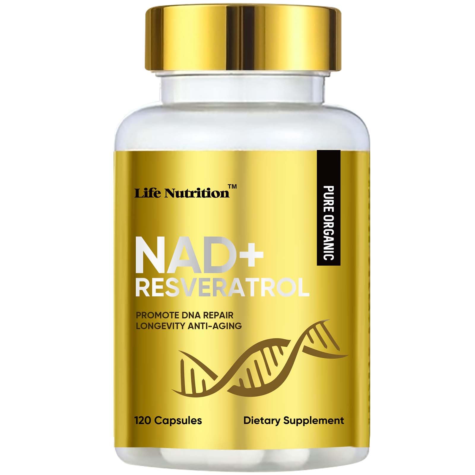 Life Nutrition NAD+ Supplement 1000 mg - 120 Capsules True NAD+ & Resveratrol, NMN Alternative Supports Anti-Aging, Cellular Energy & Repair, Metabolism & Brain Boost for Men & Women Life NutritionAu supplements