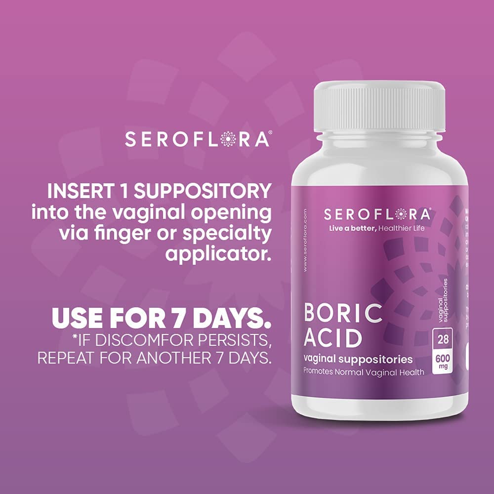Seroflora Boric Acid Vaginal Suppositories 600 mg 28 Capsules - Boric Acid Pills for Women SerofloraAu supplements