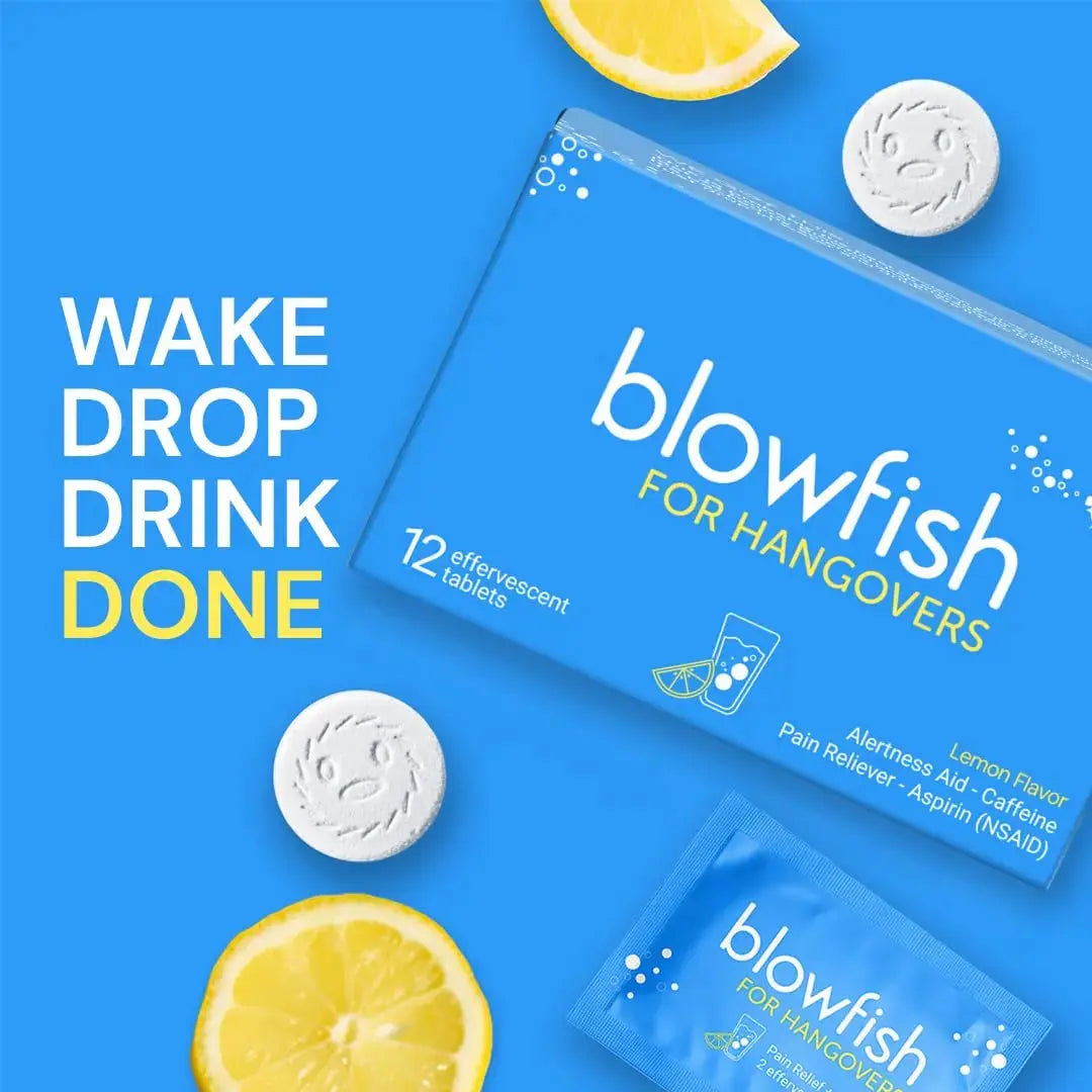 Blowfish for Hangovers - Fast Hangover Relief in 15 Minutes | FDA-Recognized Formulation | Headache Relief, Energy, and Hydration in One Step BlowfishAu supplements