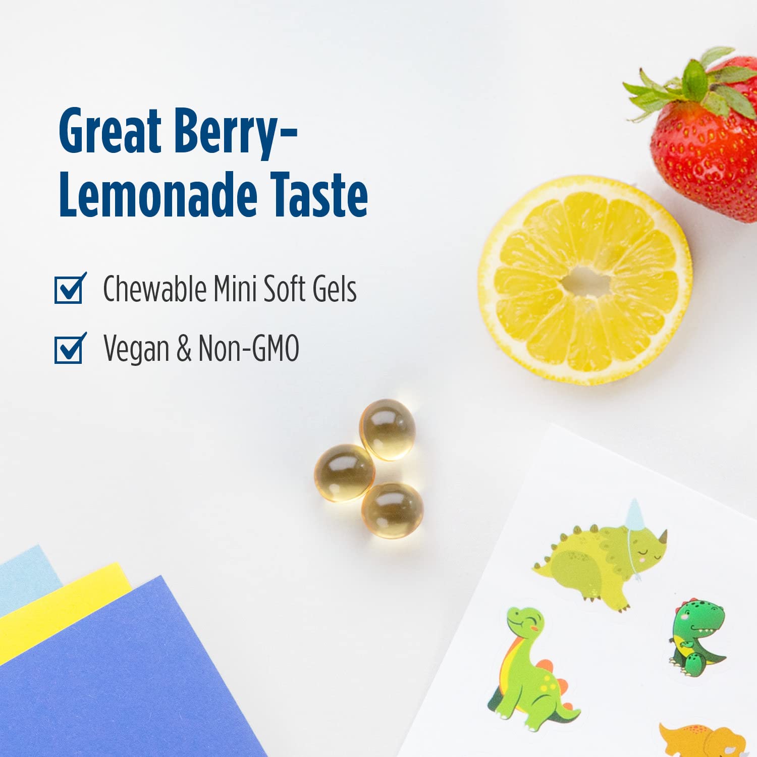 Nordic Naturals Children's DHA Vegetarian - Kids DHA Omega-3 Supplement -Algae Oil - Berry Lemonade Mini Chewables - Plant-Based Formula for Ages 3+ - 120 Soft Gels - 40 Servings Nordic NaturalsAu supplements