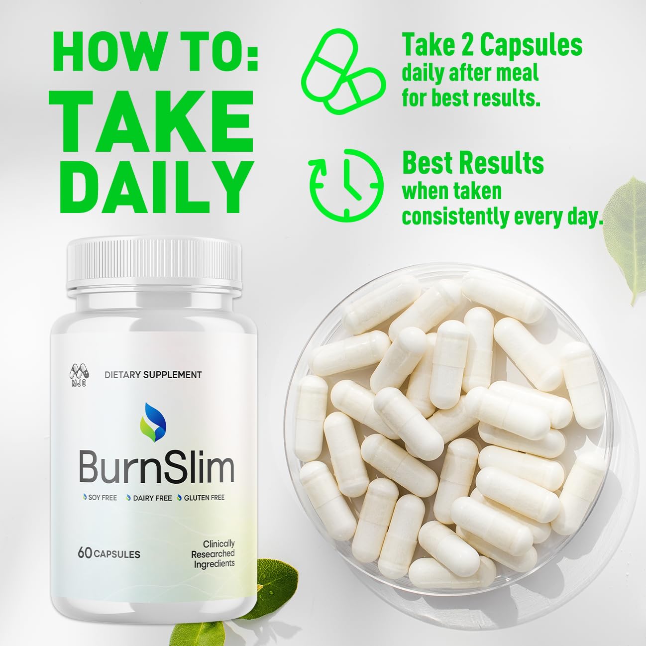 Burn Slim Capsules, Official Burnslim Pills with All Natural Ingredients, Advanced Burn Slim Health and Wellness Vitamin Supplement Supporting Active Lifestyle for Women and Men (60 Capsules) MJOAu supplements