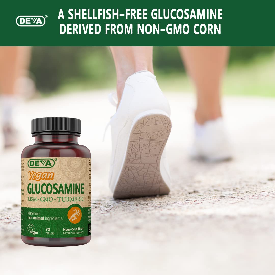 Deva Vegan Glucosamine-MSM-CMO & Turmeric Supplement - Gluten Free Plant Based Nutritional Supplement - 90 Tablets, 1-Pack DEVAAu supplements