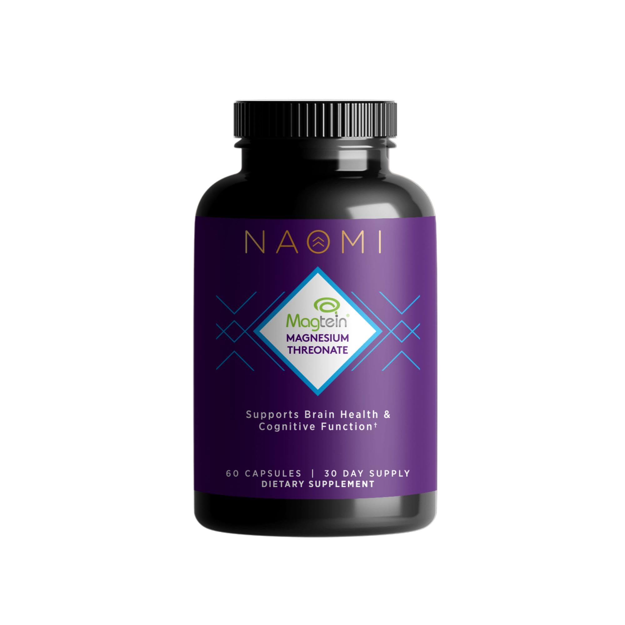 NAOMI Magnesium L-Threonate with 2,000mg Patented Magtein®, High Absorption Elemental Magnesium, Memory Supplement - Brain Health, Focus, Nerve Support, Heart Health, Natural Sleep Aid, 60 Veggie Caps NAOMIAu supplements