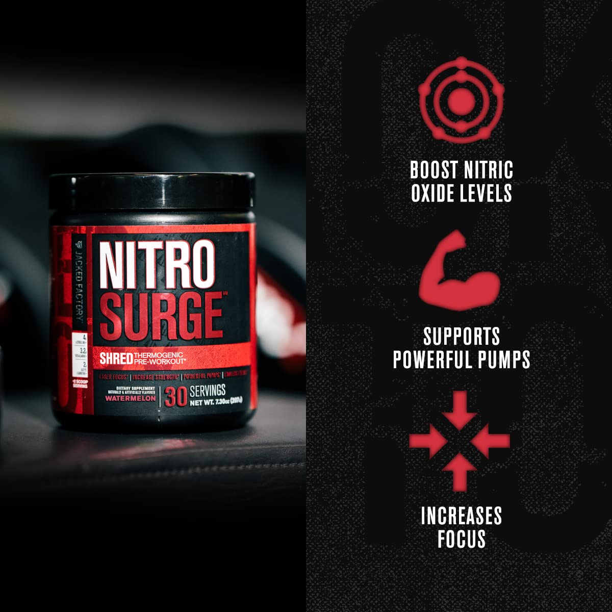 Jacked Factory Nitrosurge Pre-Workout in Cherry Limeade & Watermelon Nitrosurge Shred Jacked FactoryAu supplements