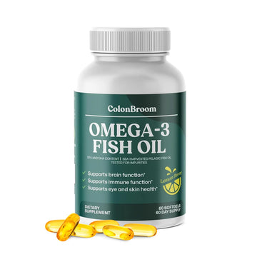ColonBroom Omega 3 Fish Oil 2640 mg Softgels | Lemon Flavor | Daily Fish Oil Omega-3 Supplement for Women & Men with EPA & DHA | Gluten-Free, Non-GMO, Natural (60 Softgels, 2 Month Supply) ColonBroomAu supplements