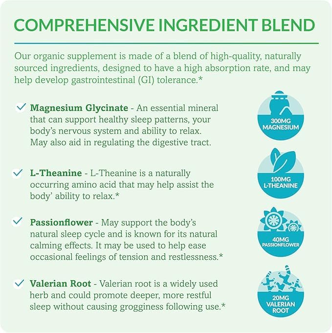 Dr. Olivia Naturals Magnesium Glycinate Complex - L-Theanine, Passionflower & Valerian Root for Sleep Support Supplement, Nerve & Muscle Health, High Absorption - 90 Vegetarian Capsules Dr. Olivia NaturalsAu supplements