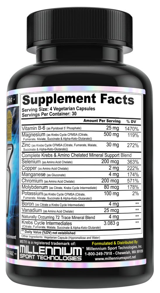 MST ZMK (Zinc & Magnesium as Krebs Chelates (as Citrate, Fumarate, Malate, Succinate, Alpha-Keto-Glutarate. With Mineral Support Blend & Trace Minerals. Support ATP, Sleep, Muscle Recovery, 120 V Caps MSTAu supplements
