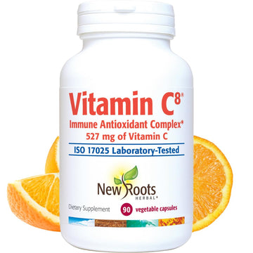 Vitamin C8 + Zinc Supplement for Higest Absorption (90 Capsules) | 527mg per Portion | 8 Buffered Sources of Vitamin C with Bioflavonoids, Green Tea & Quercetin for Stronger Defense | 3 months Supply NEW ROOTS HERBALAu supplements