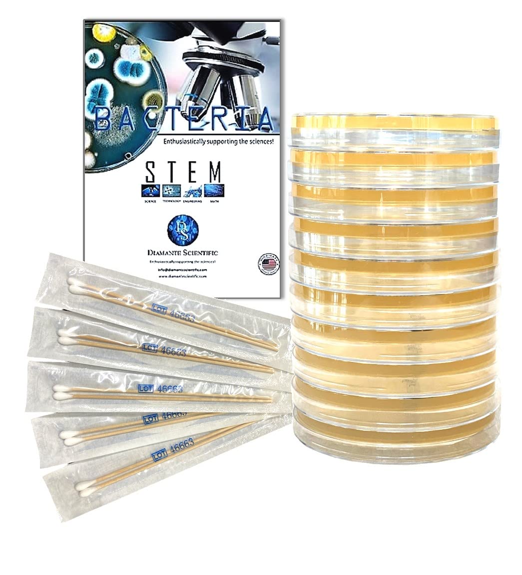 Diamante Scientific Essential Bacteria Kit. Pre-Poured Agar Plates & Swabs. Perfect for Kids. Great for Learning About Microbiology. STEM Education. Experiment Guide eBook Included! Diamante ScientificAu supplements