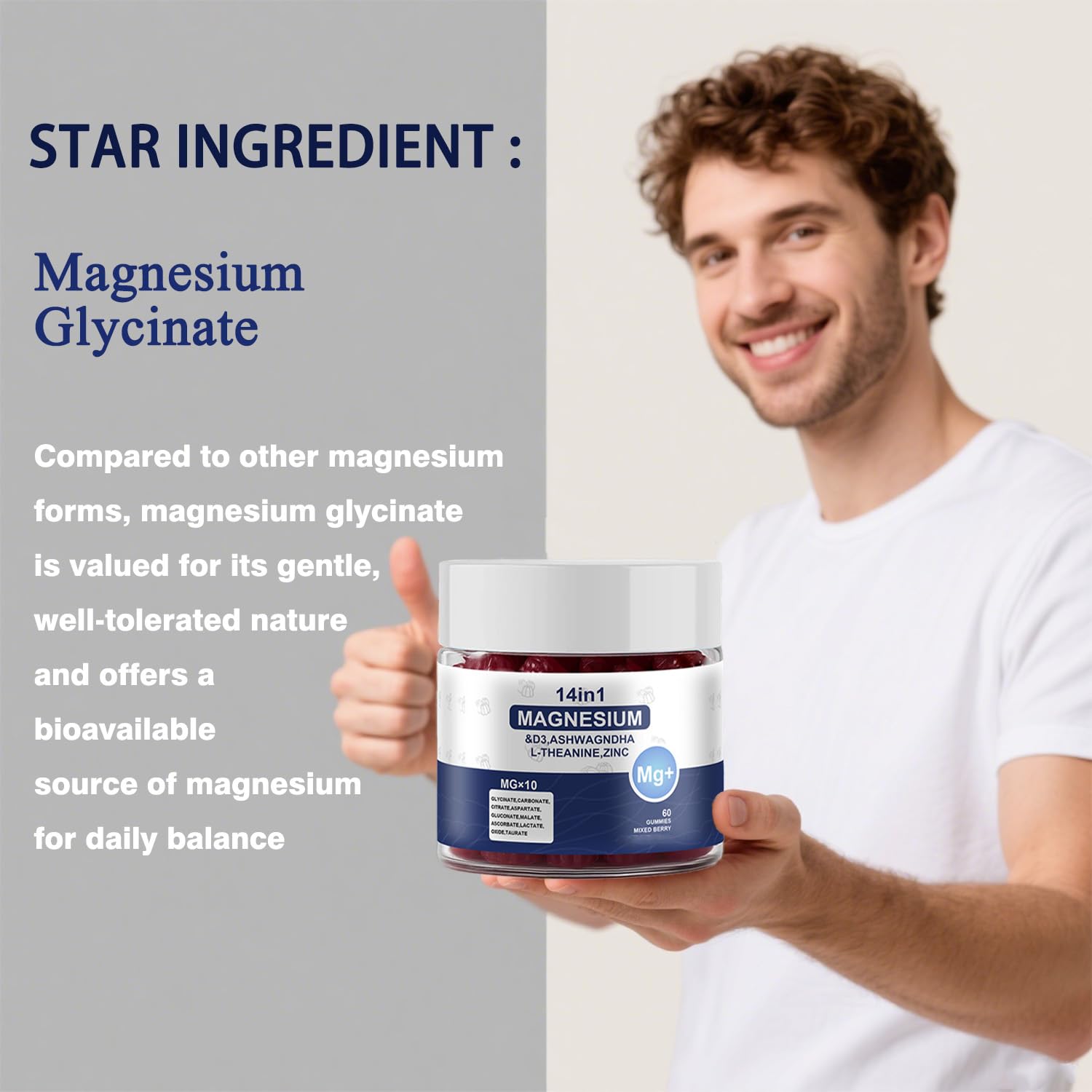 Magnesium Complex Gummies for Women & Men, Calm Magnesium Gummies for Women & Men, 14-in-1 with Ashwagandha, L-Theanine, Vitamin D3 & Zinc, 60 Count (1) UYPOAu supplements