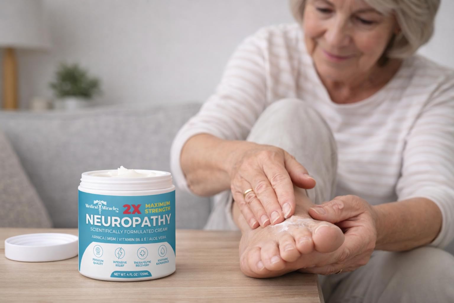 Medical Miracles Neuropathy Cream 2X Strength | Nerve Therapy Max Potency Relief for Feet, Hands, Legs, Toes - Arnica, Vitamin B6, Aloe Vera, MSM - Crafted for Exceptional Relief 4oz Medical MiraclesAu supplements