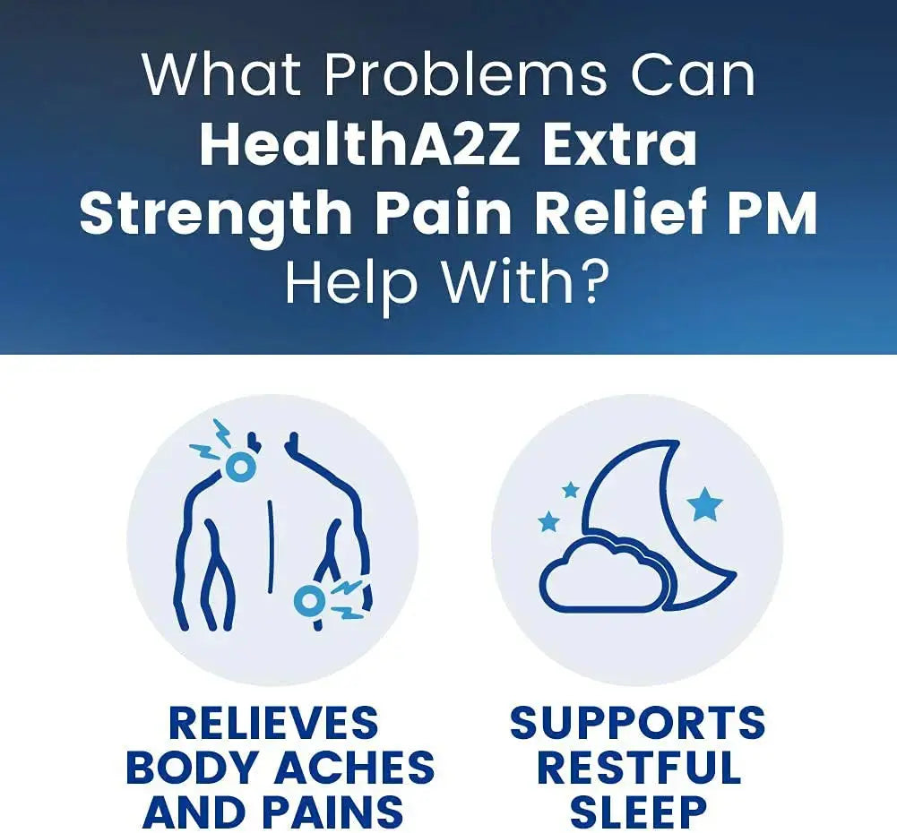 HealthA2Z® Extra Strength Pain Relief PM| Acetaminophen 500mg | Diphenhydramine 25mg | Pain Reliever & Nighttime Sleep Aid | (365 Count (Pack of 1)) HealthA2ZAu supplements