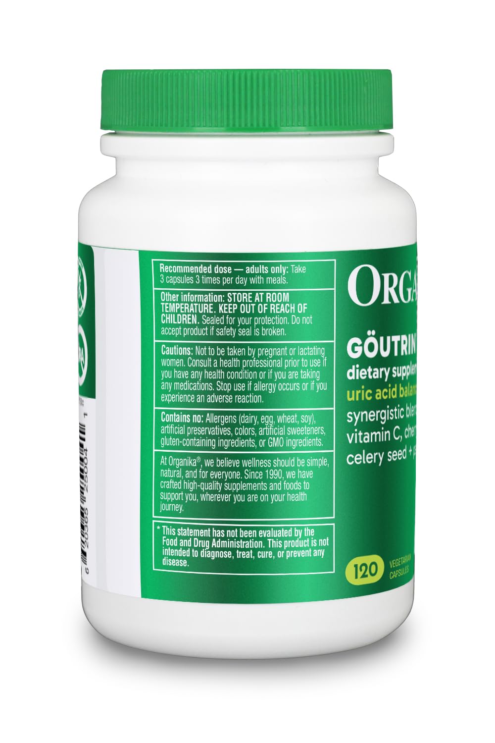 Organika Goutrin Uric Acid Flush for Gout (120 Caps): Gentle Gout Support with Cherry, Thyme, Celery Seed, Peppermint, & VIT C: Clean & Vegan Gout Supplements for Men & Women - Metabolism & Mobility OrganikaAu supplements
