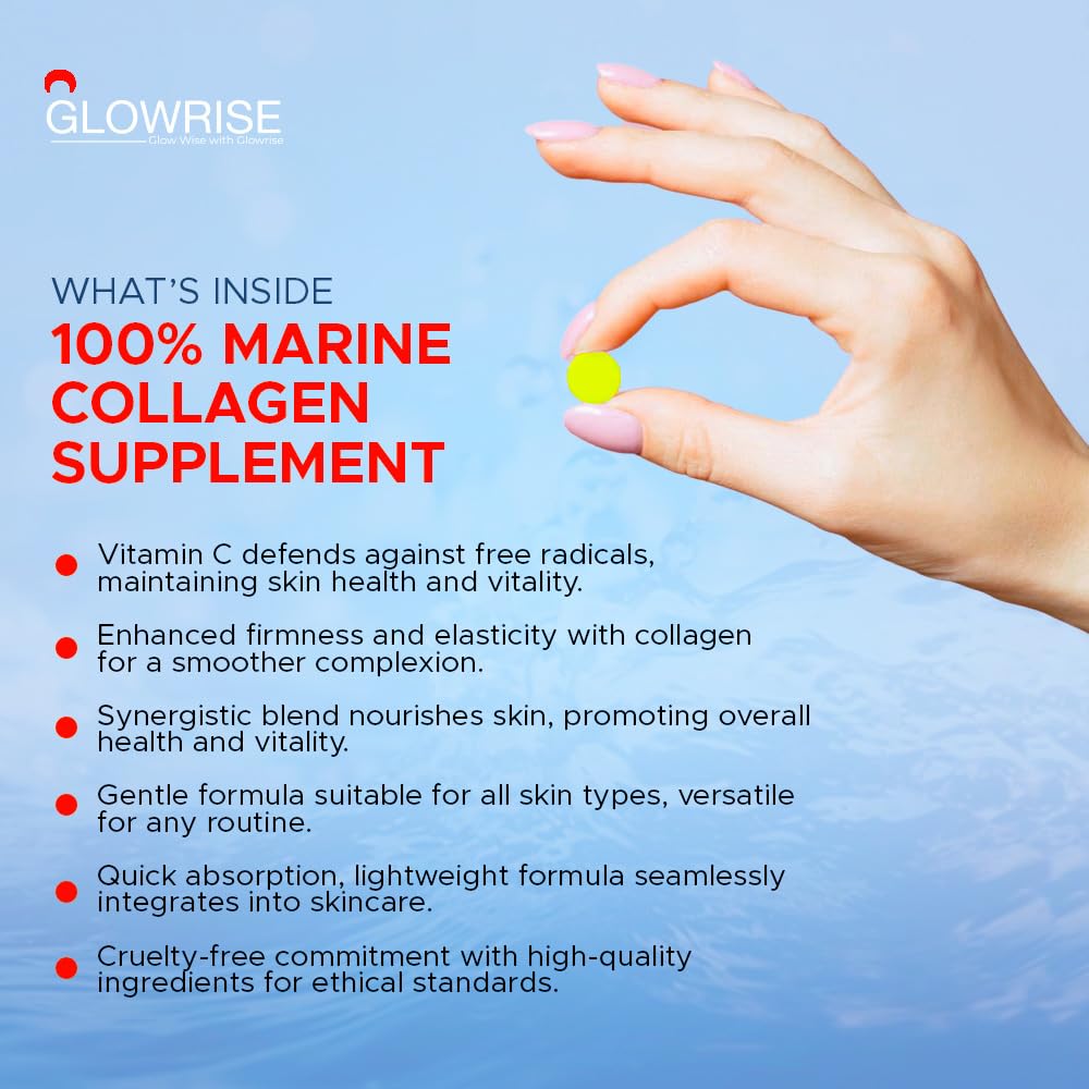 Pure Marine Collagen 120 Tablets 1400mg - Premium Blend with Hyaluronic Acid, Biotin, Vitamin C & E GLOWRISEAu supplements