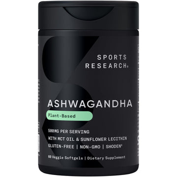 Sports Research® Ashwagandha Softgels with Coconut MCT Oil - Natural Adaptogen Made with Shoden® Ashwa for Relaxation, Calm & Sleep Support - Gluten Free & Vegan Friendly - 60 Count Sports ResearchAu supplements